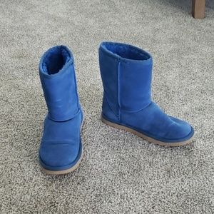Blue Suede and Fur Lined Boots